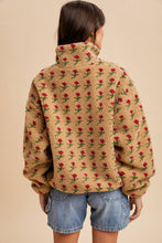 Load image into Gallery viewer, Floral Sherpa Zip Up Jacket