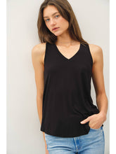 Load image into Gallery viewer, Black Simple V-Neck Tank Be Cool