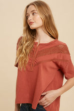 Load image into Gallery viewer, Hook & Eye Lace Drop Shoulder Top