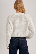 Load image into Gallery viewer, White Cable Knit Cropped Cardigan