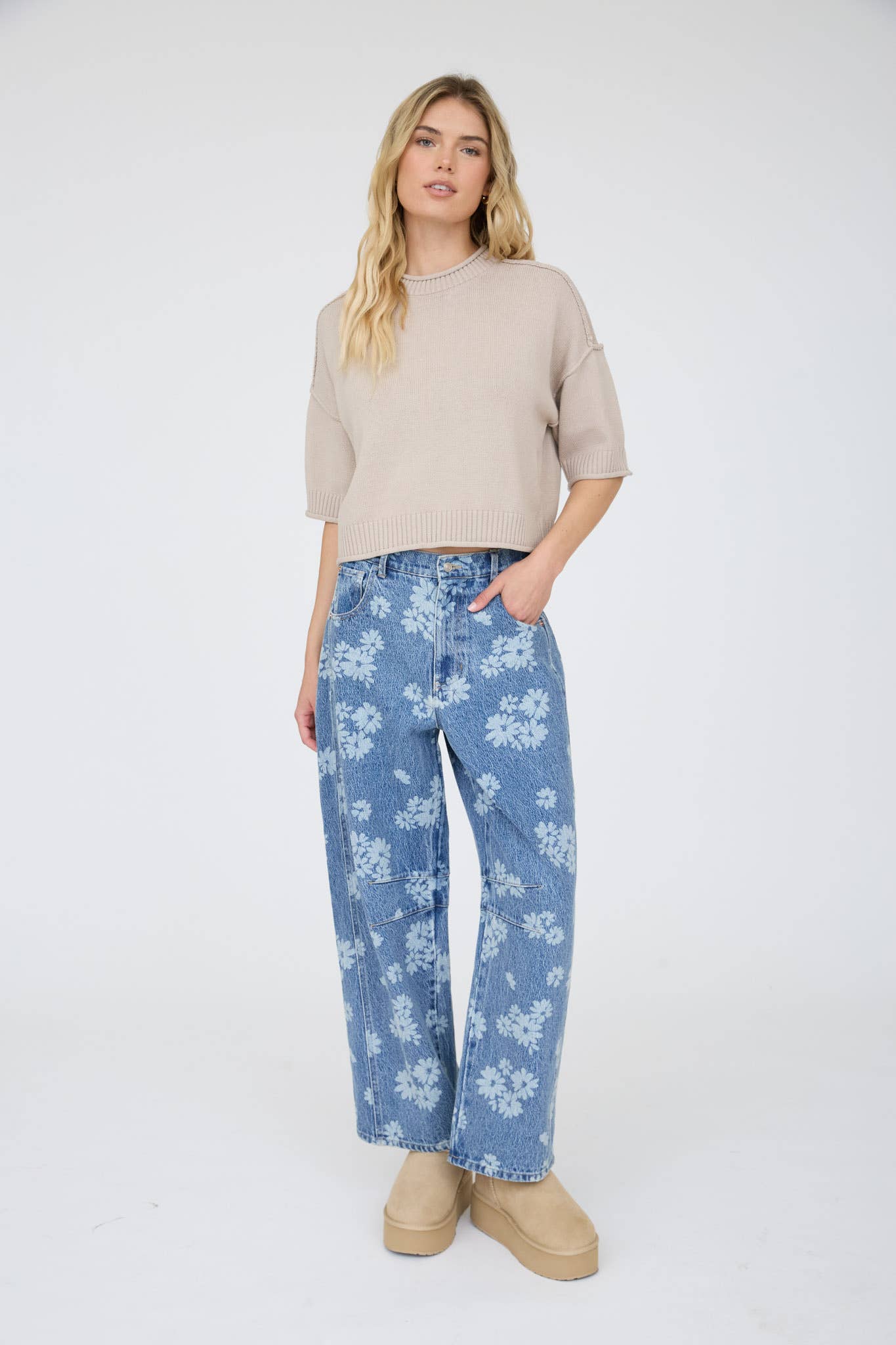 Exposed Seam Drop Shoulder Pullover Sweater