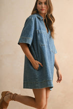 Load image into Gallery viewer, Deep V-Neck Denim Dress