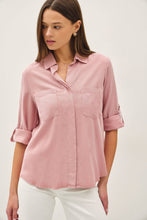 Load image into Gallery viewer, Tencel Rolled Cuff Button Up Blouse
