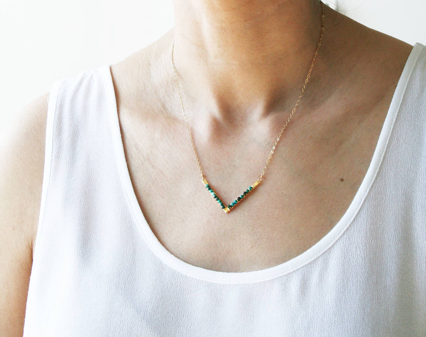 Turquoise Chevron Necklace | Summer Necklace