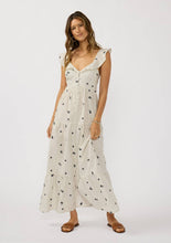Load image into Gallery viewer, Embroidered Stripe Button Down Tiered Maxi Dress