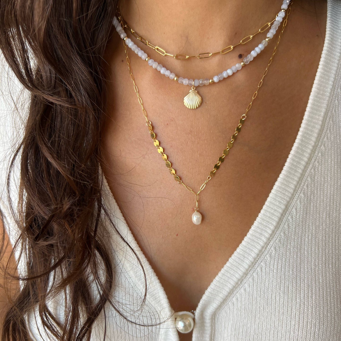 Koa Freshwater Pearl Necklace Gold Filled