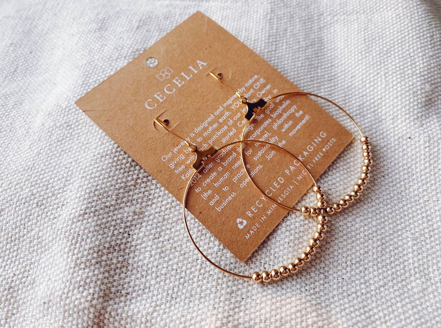 Hepburn Gold Beaded Hoop Earrings