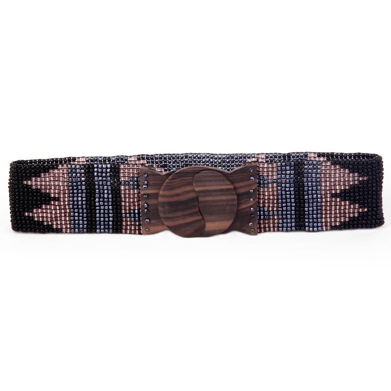 Beaded belt hand loomed stretch in southwest design