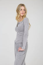 Load image into Gallery viewer, Washed Long Sleeve Henley Top