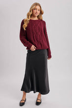 Load image into Gallery viewer, Black Satin Midi Skirt Black