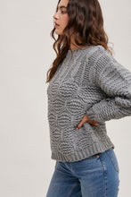 Load image into Gallery viewer, Grey Cable Knit Sweater BluIvy
