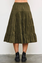 Load image into Gallery viewer, Olive Green Corduroy Skirt Mustard Seed