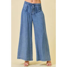 Load image into Gallery viewer, Denim Pleated Wide Leg Pants