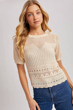 Load image into Gallery viewer, Open Knit Short Sleeve Sweater Top