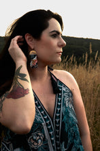 Load image into Gallery viewer, Beaded Handwoven Moonlit Moth Fringe Earrings