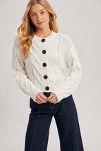 Load image into Gallery viewer, White Cable Knit Cropped Cardigan