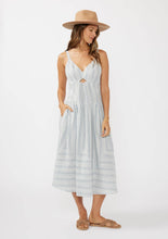 Load image into Gallery viewer, Striped V-Neck Midi Dress with Cutouts and Pockets