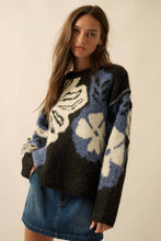 Load image into Gallery viewer, Fuzzy Floral Jacquard Sweater