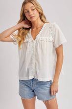 Load image into Gallery viewer, Lace Trimmed Button Down V-Neck Top