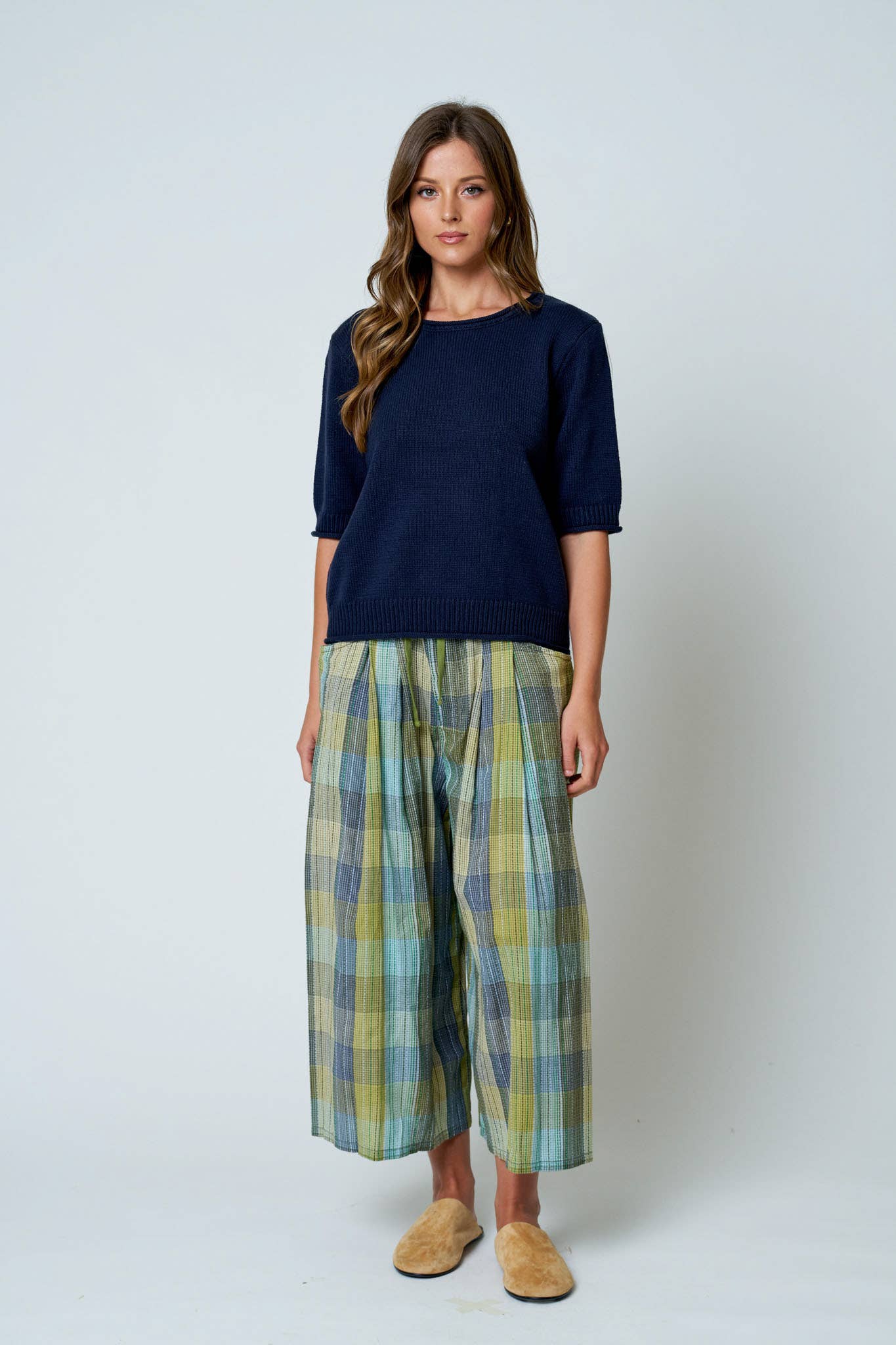 Raw Edge Pullover Short Sleeve Sweater