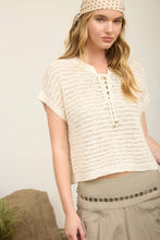 Load image into Gallery viewer, Lace Up Neck Crochet Top
