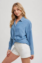Load image into Gallery viewer, Tencel Dolman Sleeve Button Down BluIvy