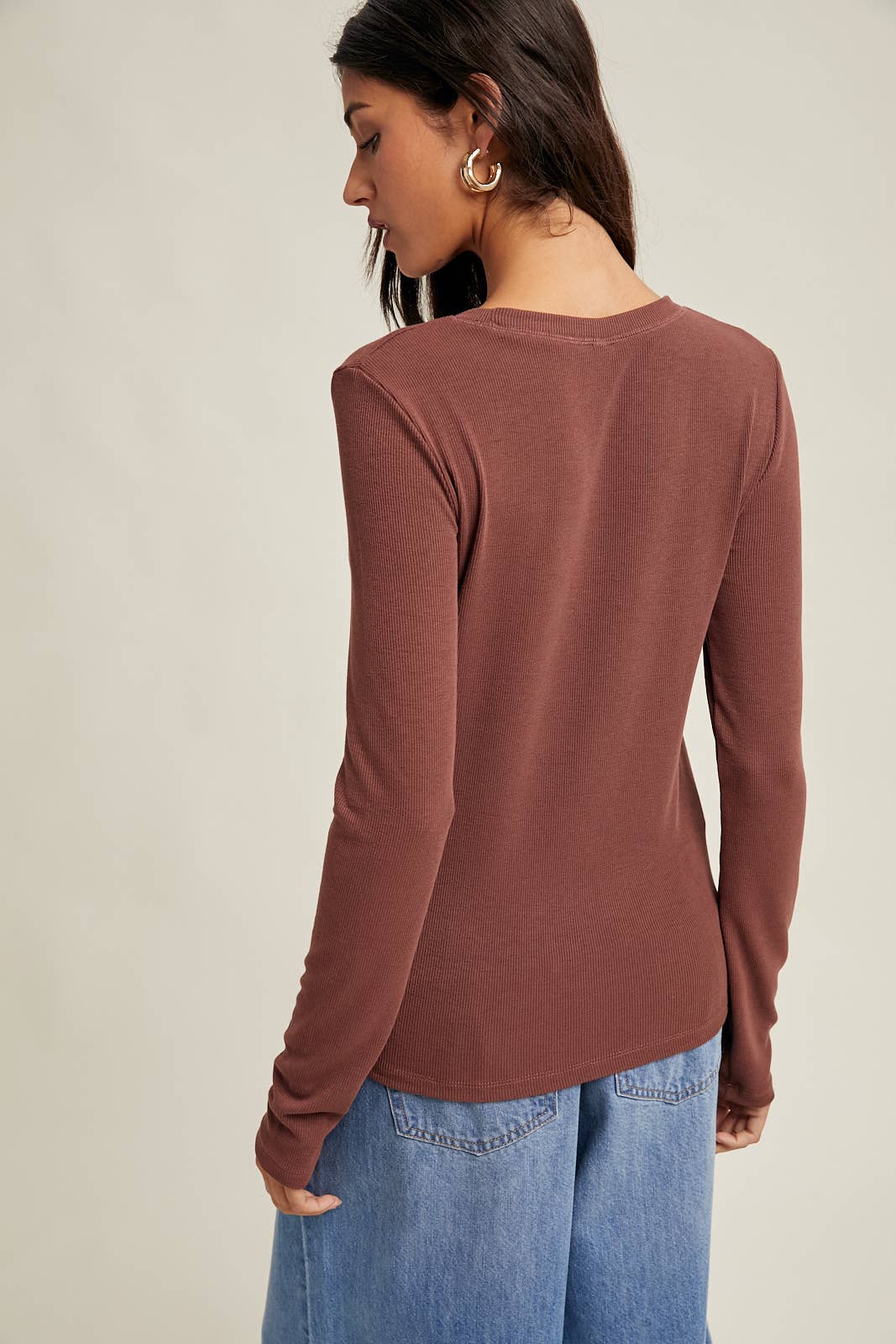 Espresso Round Neck Knit Top