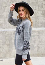 Load image into Gallery viewer, Metallic Floral Holiday Sweater