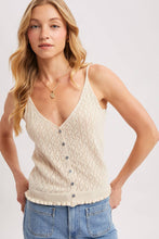 Load image into Gallery viewer, Pointelle Ruffled Knit Hem Tank