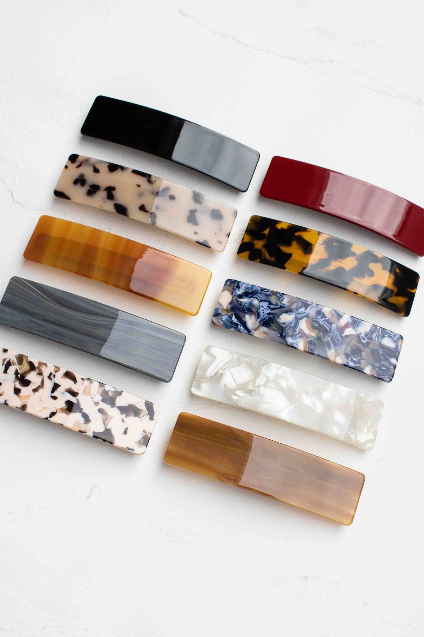 Classic Rectangular Cellulose Acetate Hair Barrettes