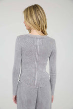Load image into Gallery viewer, Washed Long Sleeve Henley Top