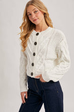 Load image into Gallery viewer, White Cable Knit Cropped Cardigan