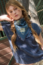 Load image into Gallery viewer, Navy Washed Short Sleeve Sweater Top Blu Pepper