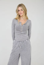 Load image into Gallery viewer, Washed Long Sleeve Henley Top