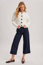 Load image into Gallery viewer, White Cable Knit Cropped Cardigan