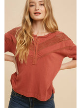 Load image into Gallery viewer, Hook & Eye Lace Drop Shoulder Top