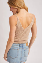 Load image into Gallery viewer, Pointelle Ruffled Knit Hem Tank