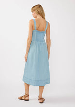 Load image into Gallery viewer, Square Neck Button Down Corset Midi Dress
