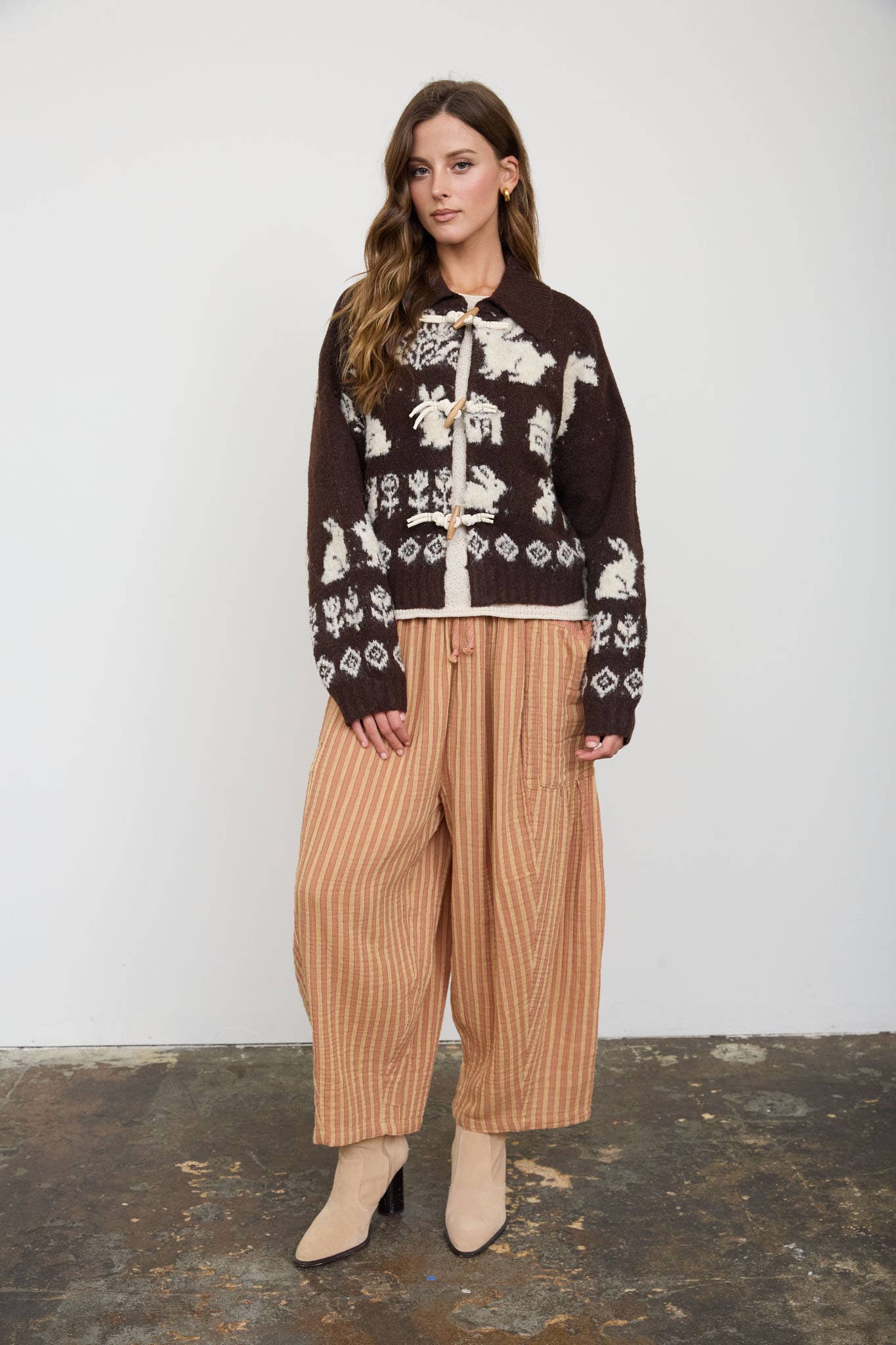 Fall Fuzzy Knit Cardigan with Toggle Closure