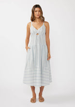 Load image into Gallery viewer, Striped V-Neck Midi Dress with Cutouts and Pockets