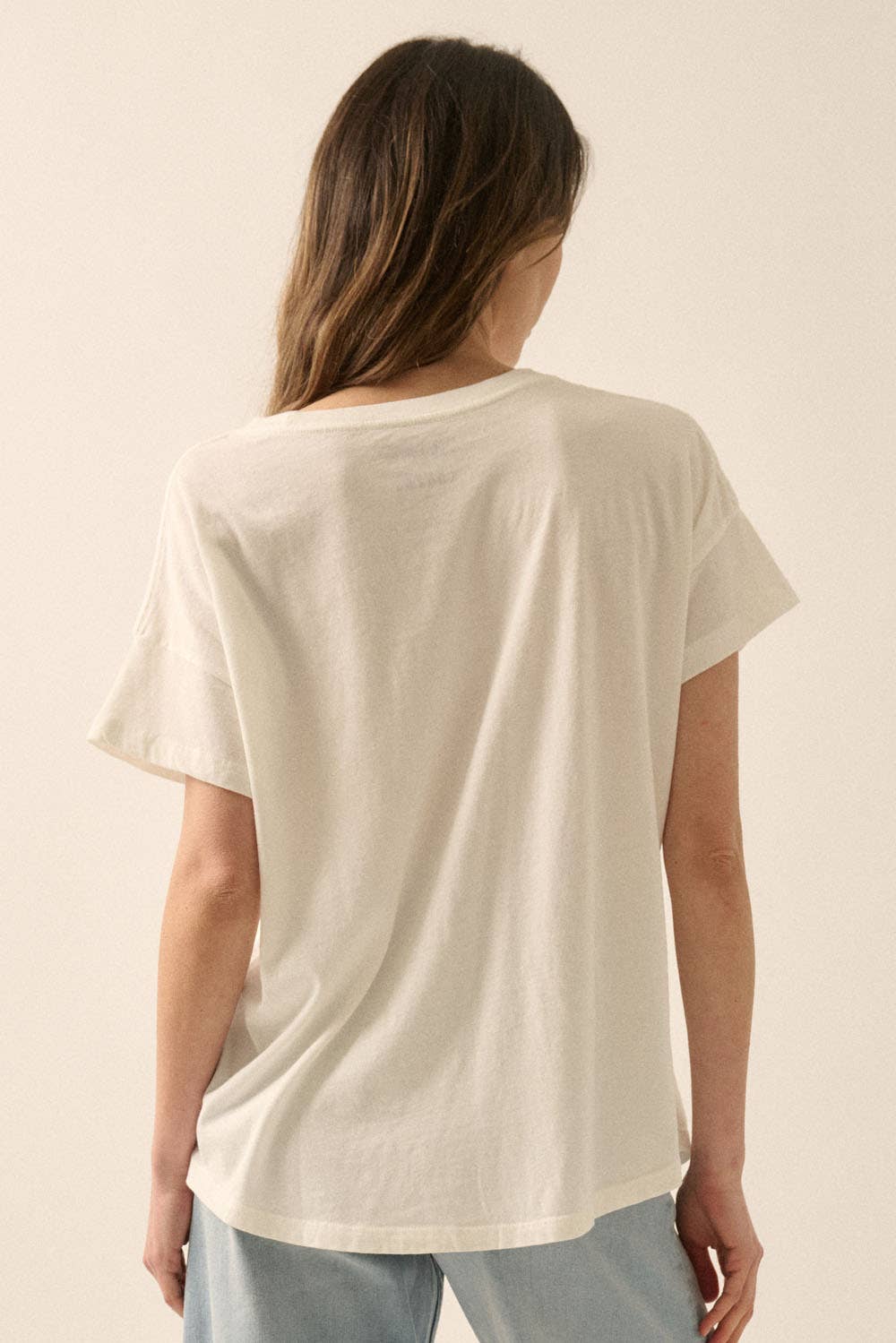 Floral Motif Garment Washed Graphic Tee