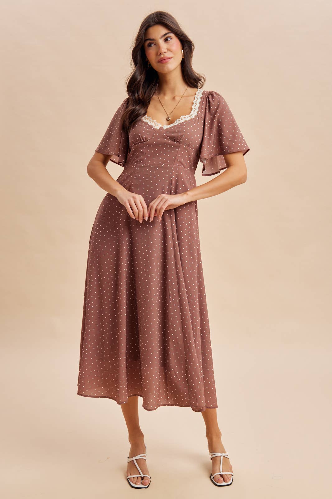 Flutter Sleeve Polka Dot Maxi