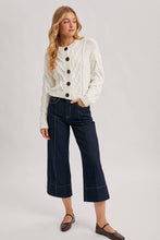 Load image into Gallery viewer, White Cable Knit Cropped Cardigan