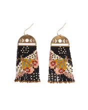 Load image into Gallery viewer, Beaded Handwoven Moonlit Moth Fringe Earrings