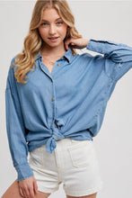 Load image into Gallery viewer, Tencel Dolman Sleeve Button Down BluIvy