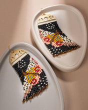 Load image into Gallery viewer, Beaded Handwoven Moonlit Moth Fringe Earrings
