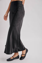 Load image into Gallery viewer, Black Satin Midi Skirt Black