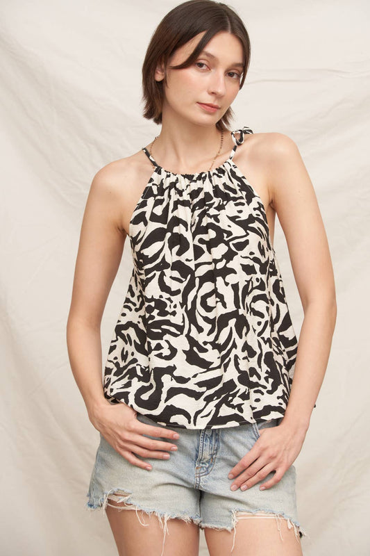 Printed Halter Neck Top