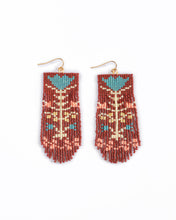 Load image into Gallery viewer, Beaded Handwoven Vintage Flower Fringe Earrings