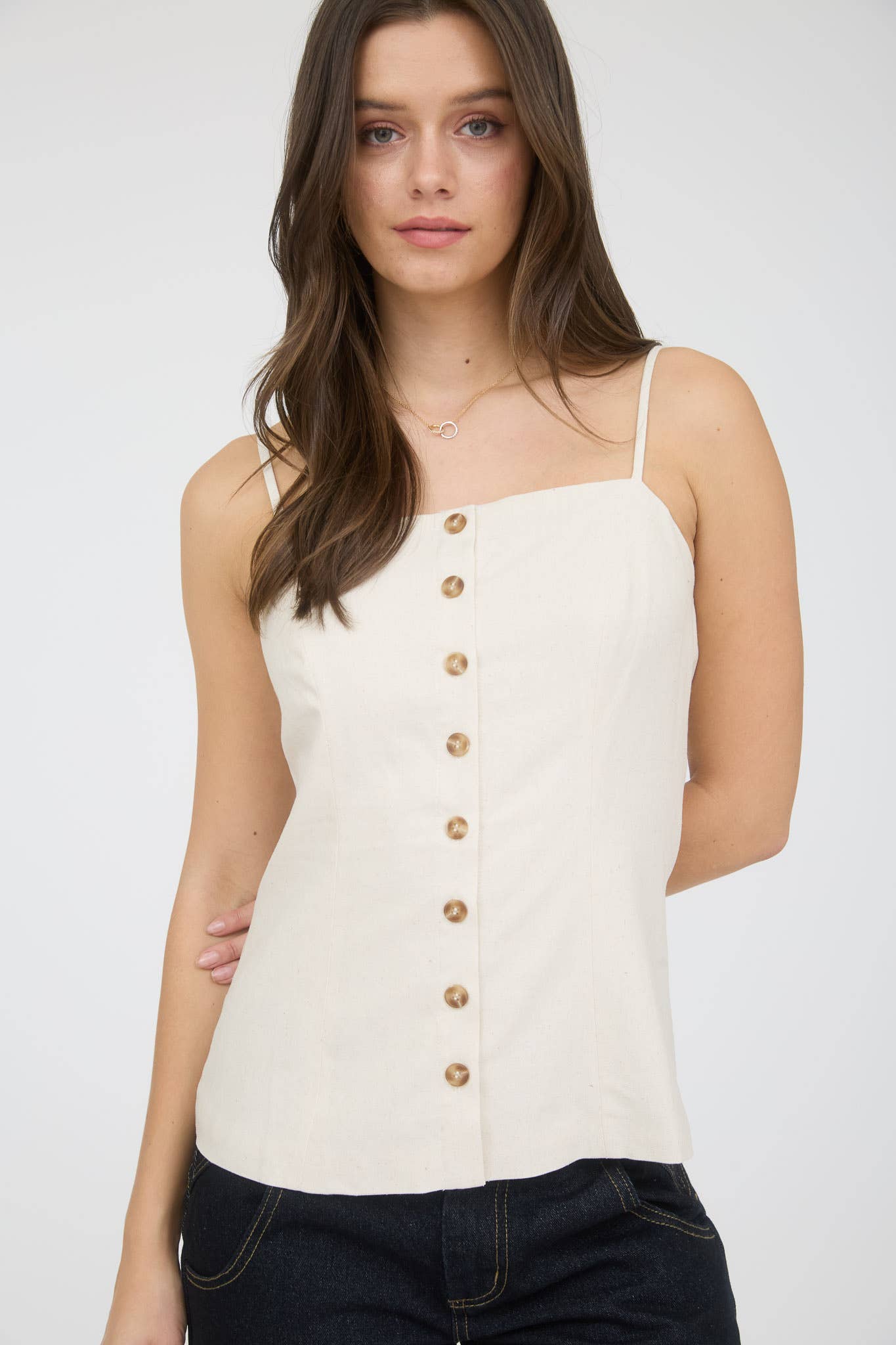 Button Down Linen Tank
